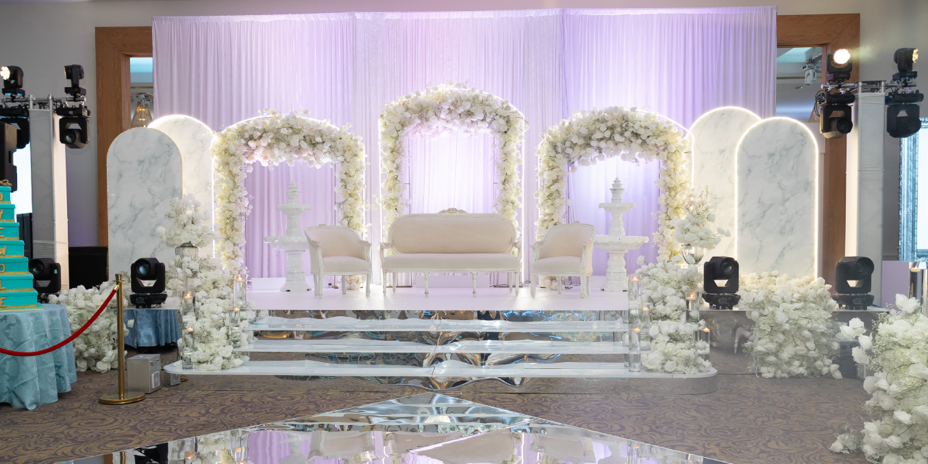 Nigerian wedding venue London — Aso Ebi-coordinated guests on the dance floor at Meridian Grand