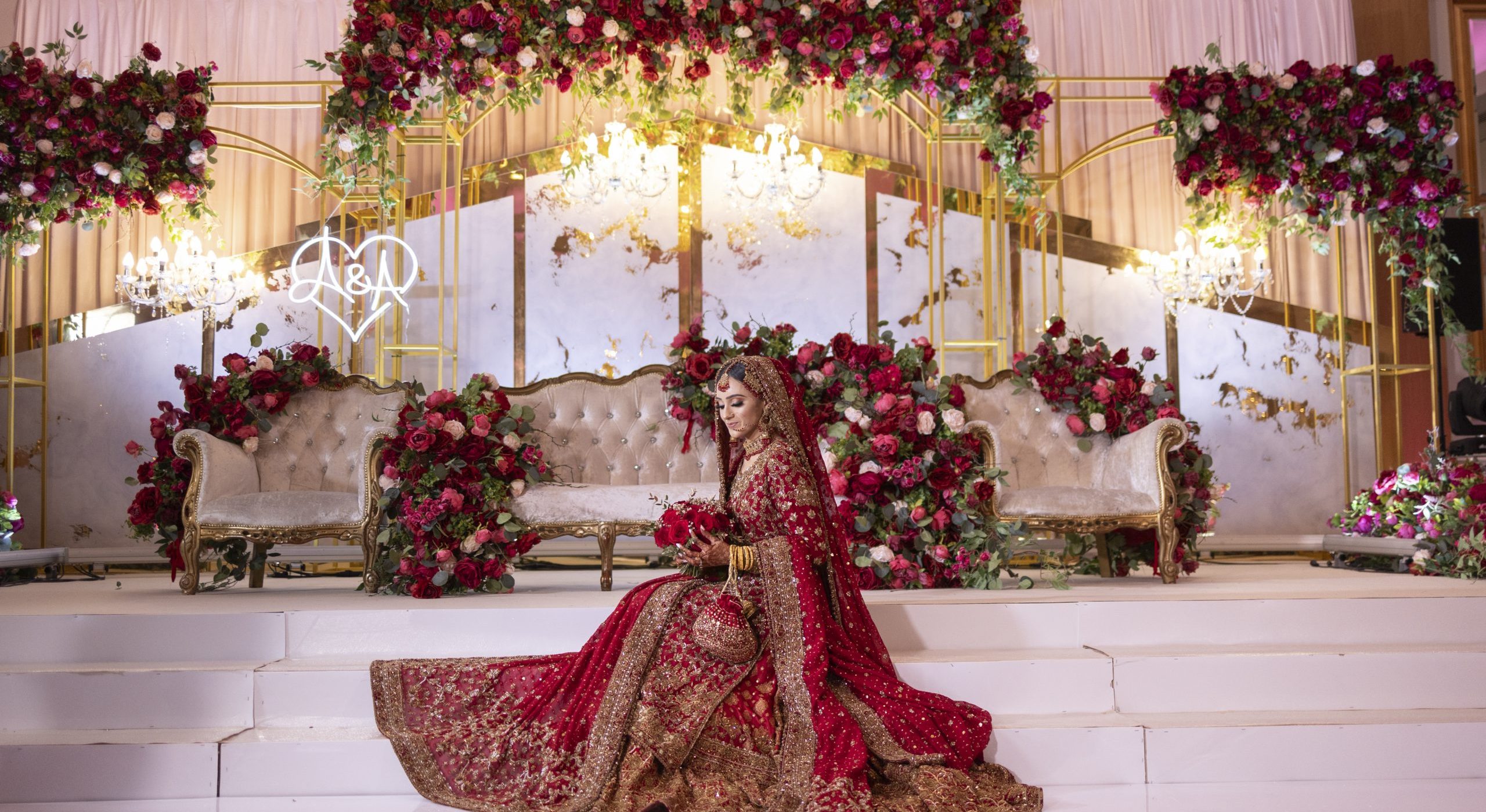 Pakistani wedding couple at Meridian Grand — Pakistani wedding venue London.