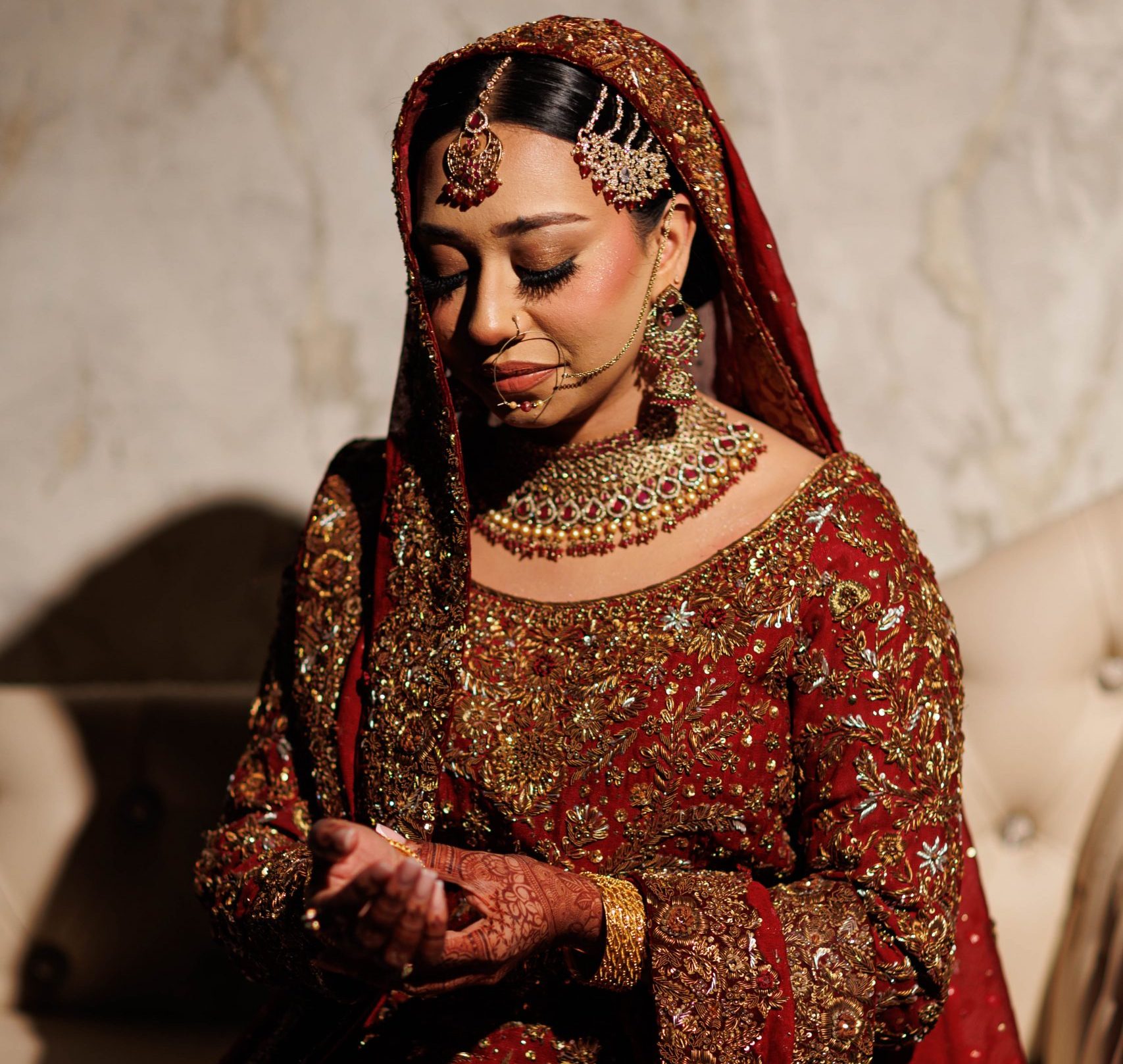 Pakistani Mehndi night setup at Meridian Grand — Pakistani wedding venue London.